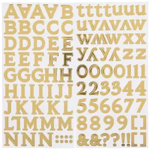 6pcs Gold Foil Alphabet Stickers, Large Size Letters Numbers Symbols  Self-adhesive Decoration For Diy Car Laptop Mailbox