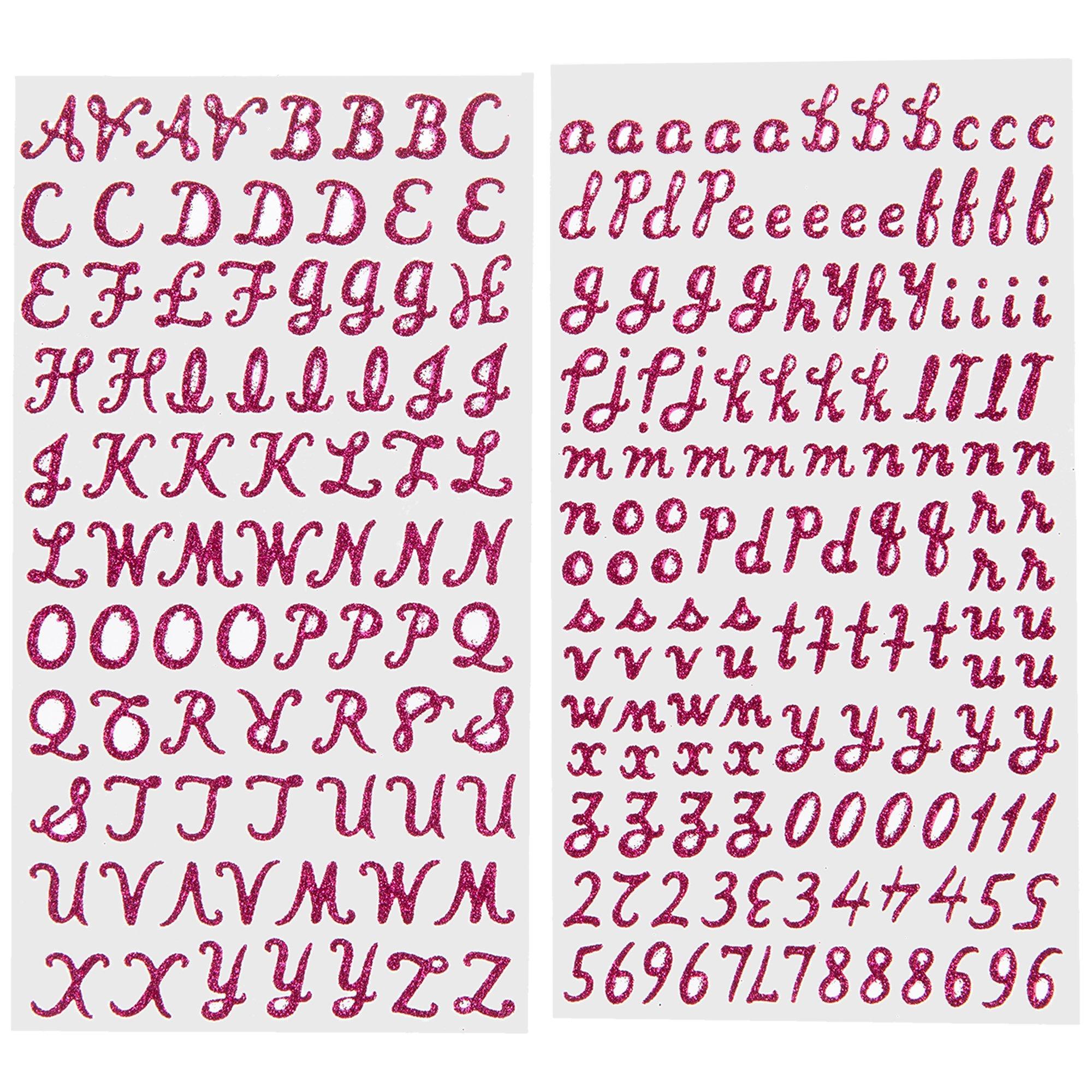 Glitter Script Alphabet Stickers