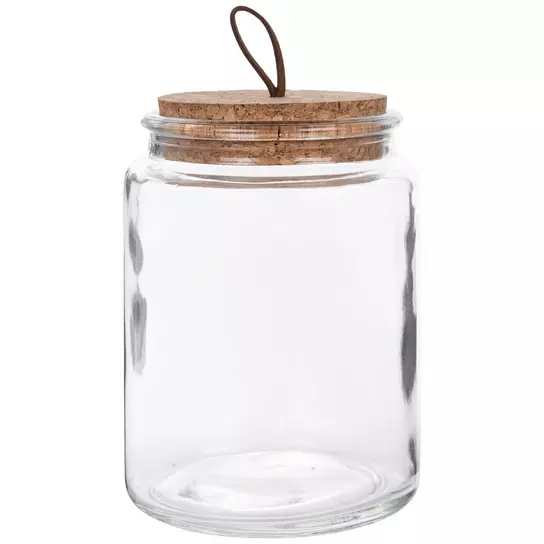 RW Base 2 oz Square Clear Glass Herb Storage Jar - with Cork Lid