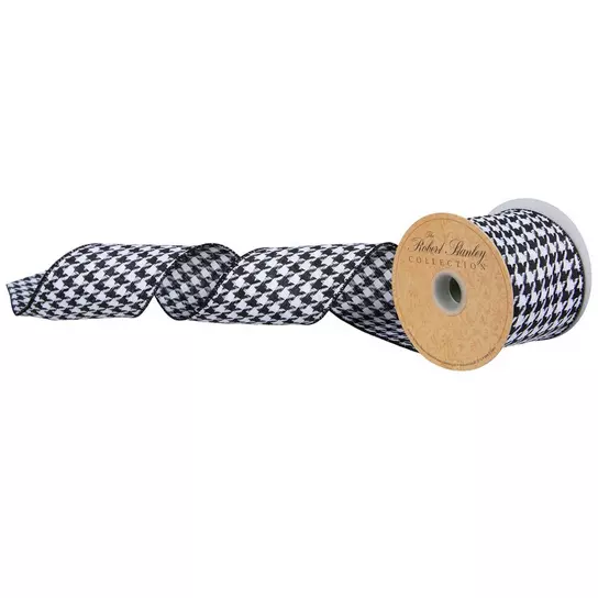 Black & White Houndstooth Wired Edge Ribbon - 2 1/2, Hobby Lobby