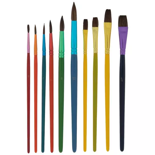 Spptty Chalk Paint Brush,10pcs Flat Paint Brush Colored Plastic Penholders  Bristle Material Easy Aluminum Tube Interface Art Brushes,Paint Brush Set 