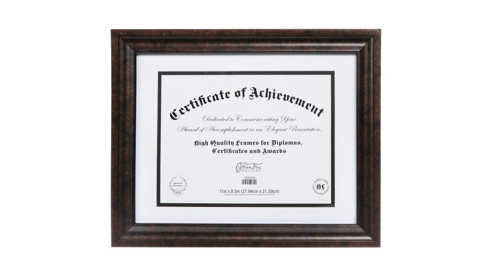Brushed Bronze Beveled Certificate Frame - 11