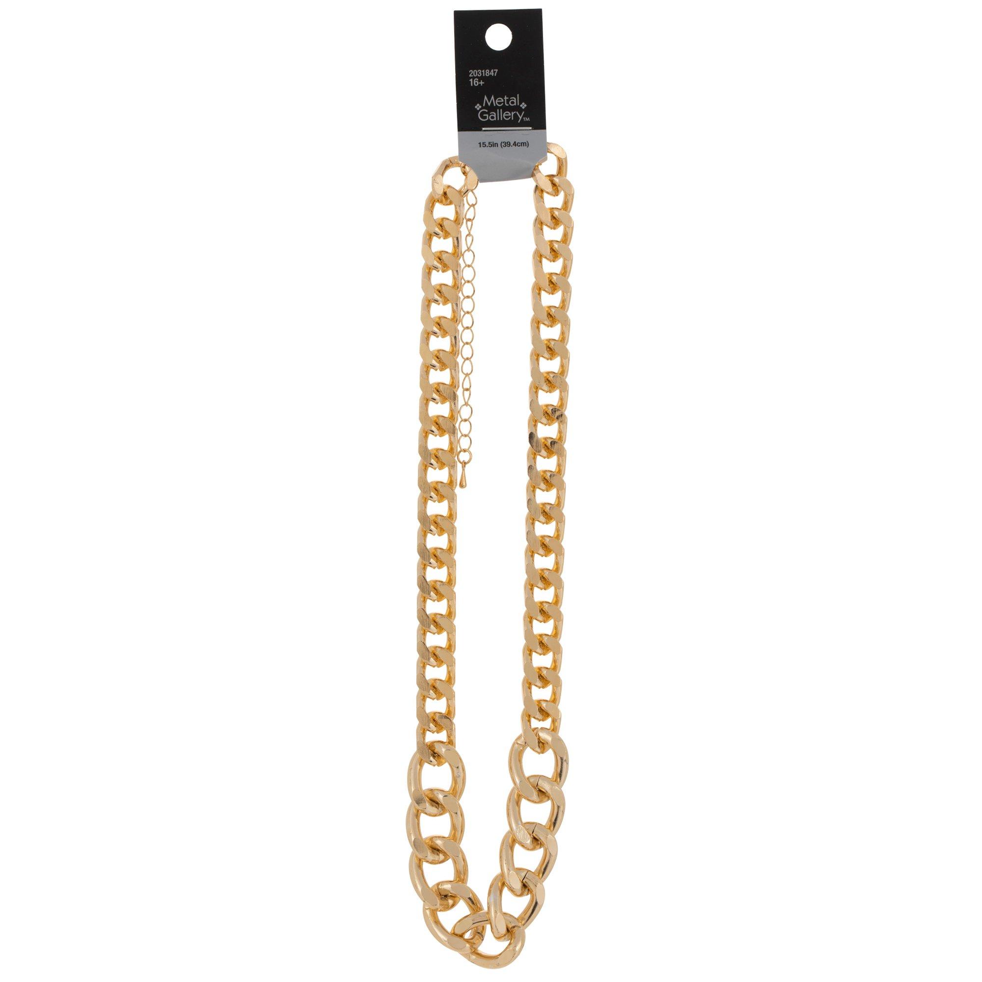 ネックレス・ペンダント ROMANTINUER SN182 Bread Clip Curb Chain Necklace Gold Stainless Steel Curb Link Chain Necklace, Diamond Cut
