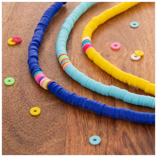 Yellow & Blue Clay Disc Bead Strands