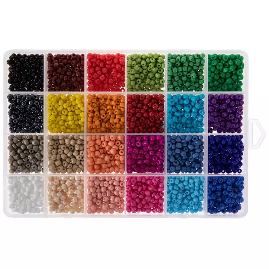 8 Color Glass Seed Bead Kit, Size 12/0, Opaque Colors, Reusable