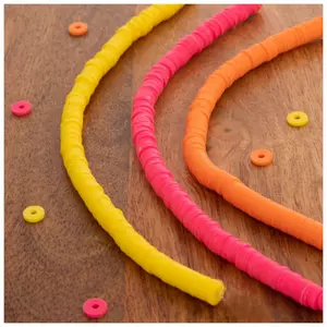 Pink, Orange & Yellow Clay Disc Bead Strands