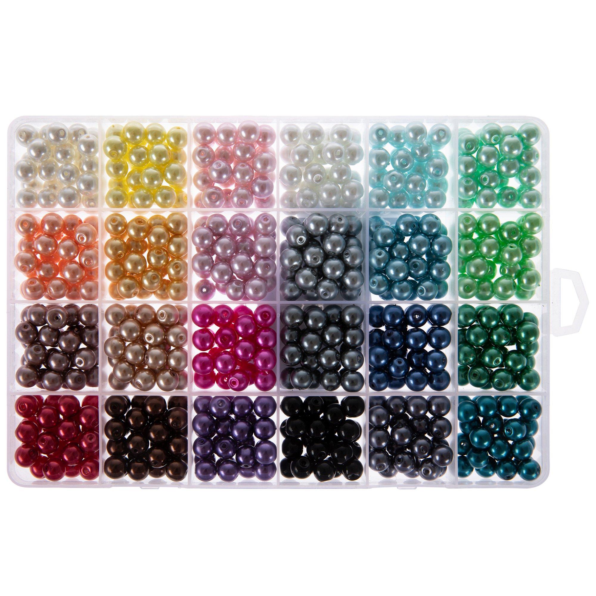 Assorted Round Glass Pearl Beads - 8mm, Hobby Lobby