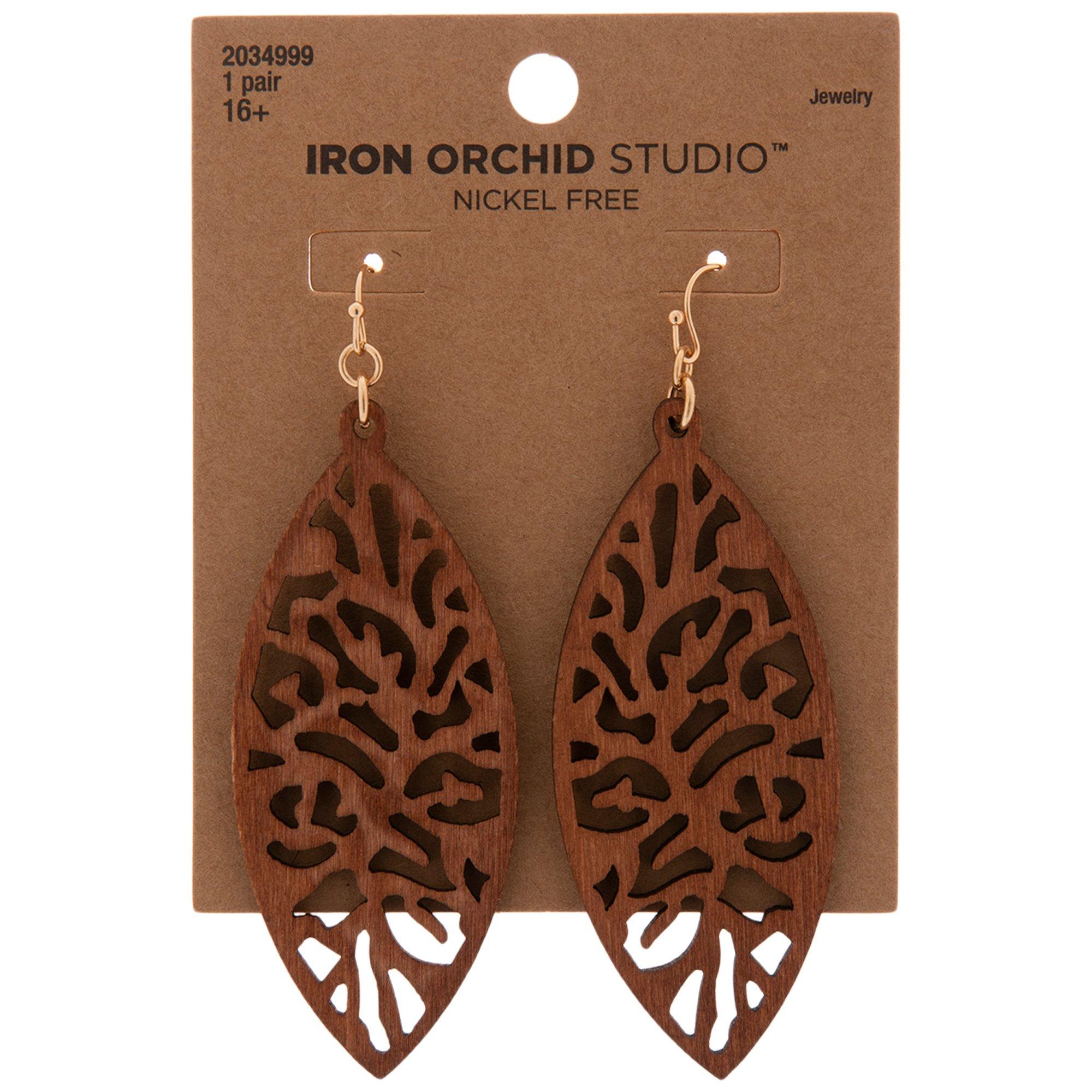 Floral Print Wood Tassel Earrings - Naturally Nickel-Free Artisan Jewelry