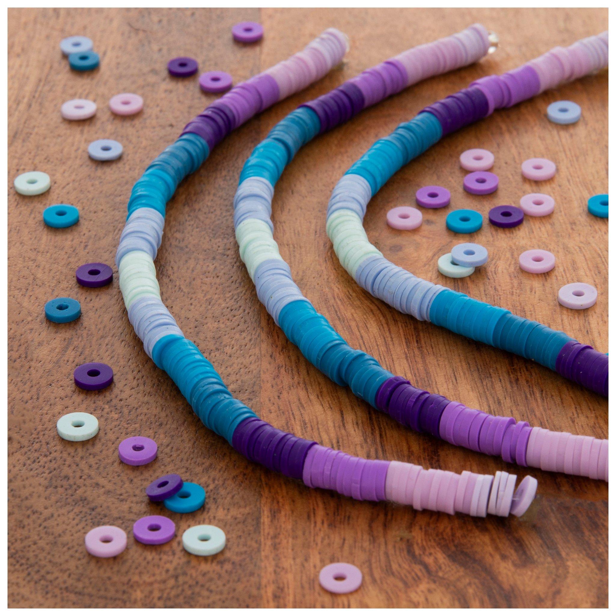 Yellow & Blue Clay Disc Bead Strands