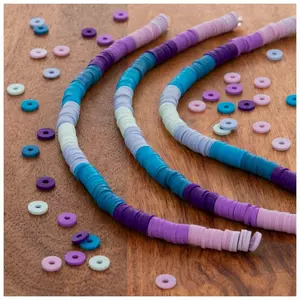 Polymer Clay Bead Strand - Blue - 4mm Discs – Allegory Gallery