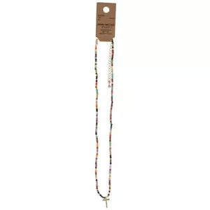 Assorted Colors Bead & Cross Necklace