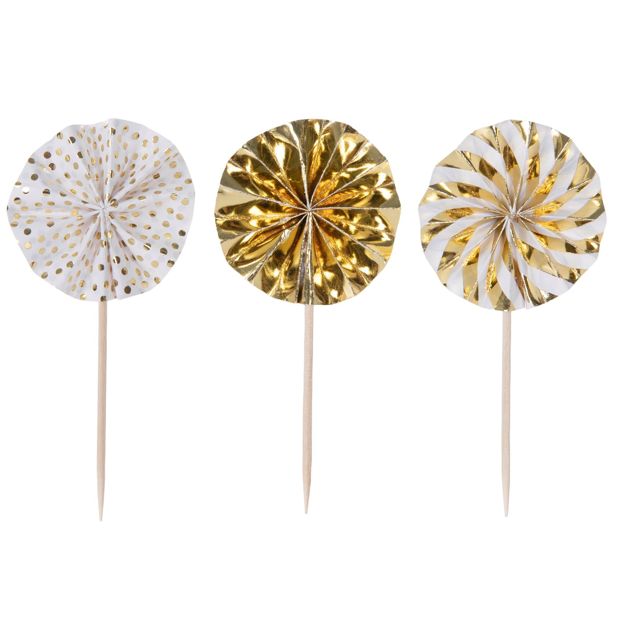 Gold Foil Fan Cupcake Toppers Hobby Lobby 2035814