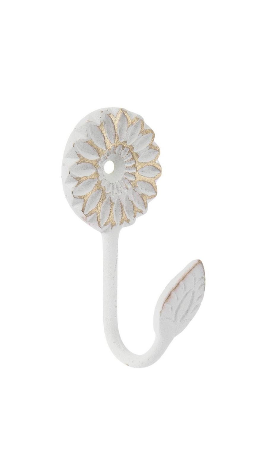 White & Gold Flower Metal Wall Hook | Hobby Lobby | 2037273