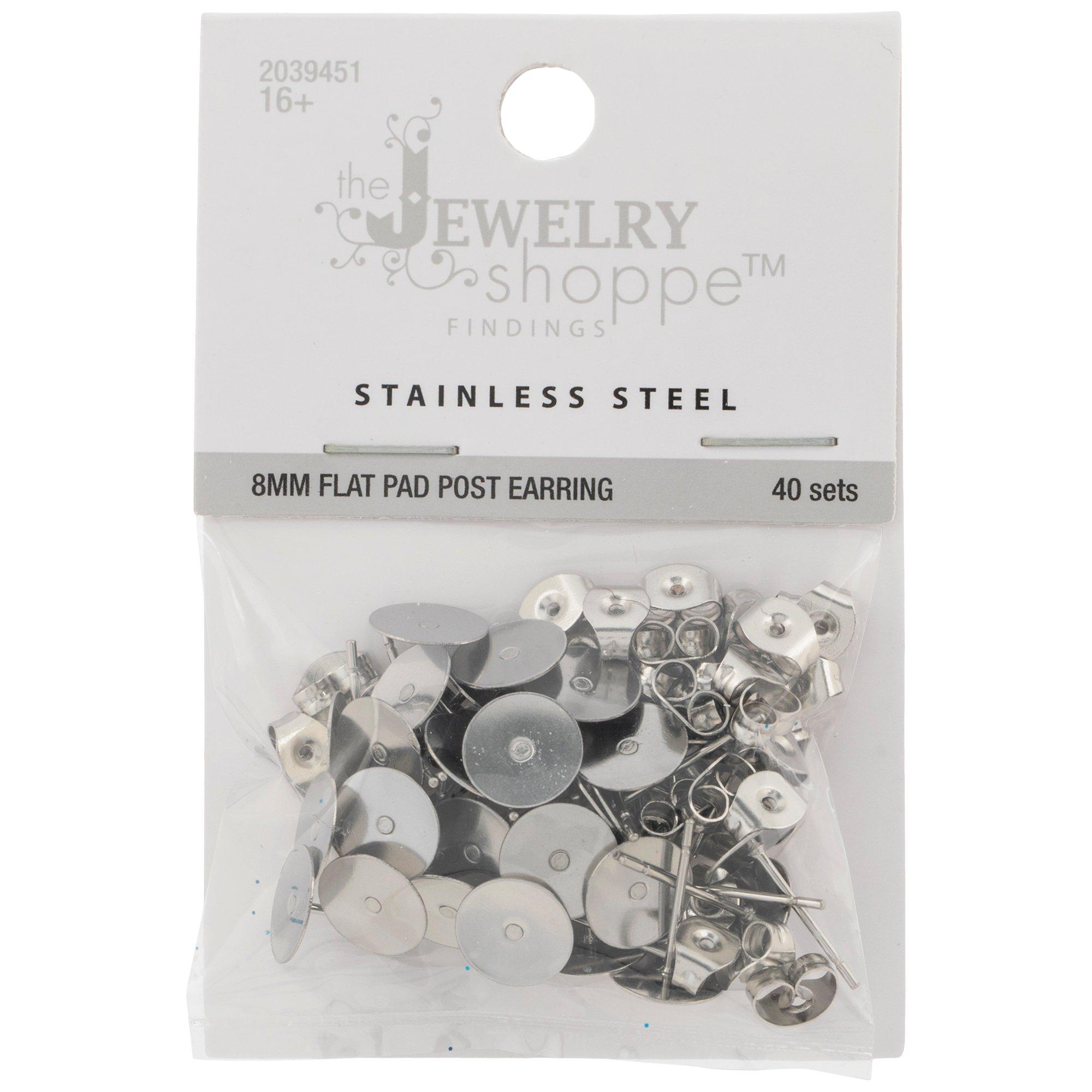 Stainless Steel Flat Pad Post Earrings - 8mm