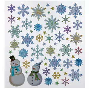 Let It Snow with Snowflakes and Snowman Winter Wall Art Decal Stickers