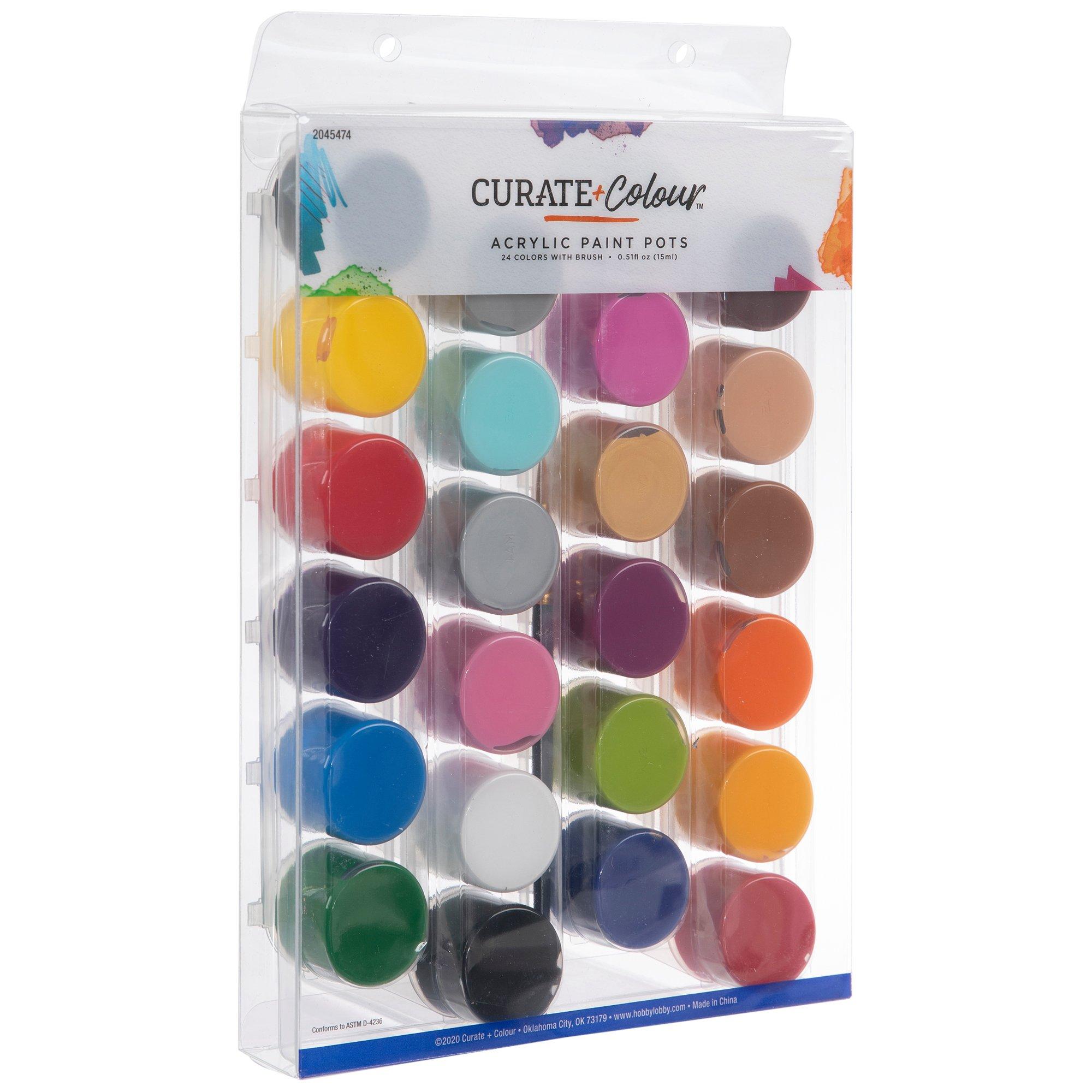 Assorted Colors Acrylic Paint Pots - 25 Piece Set