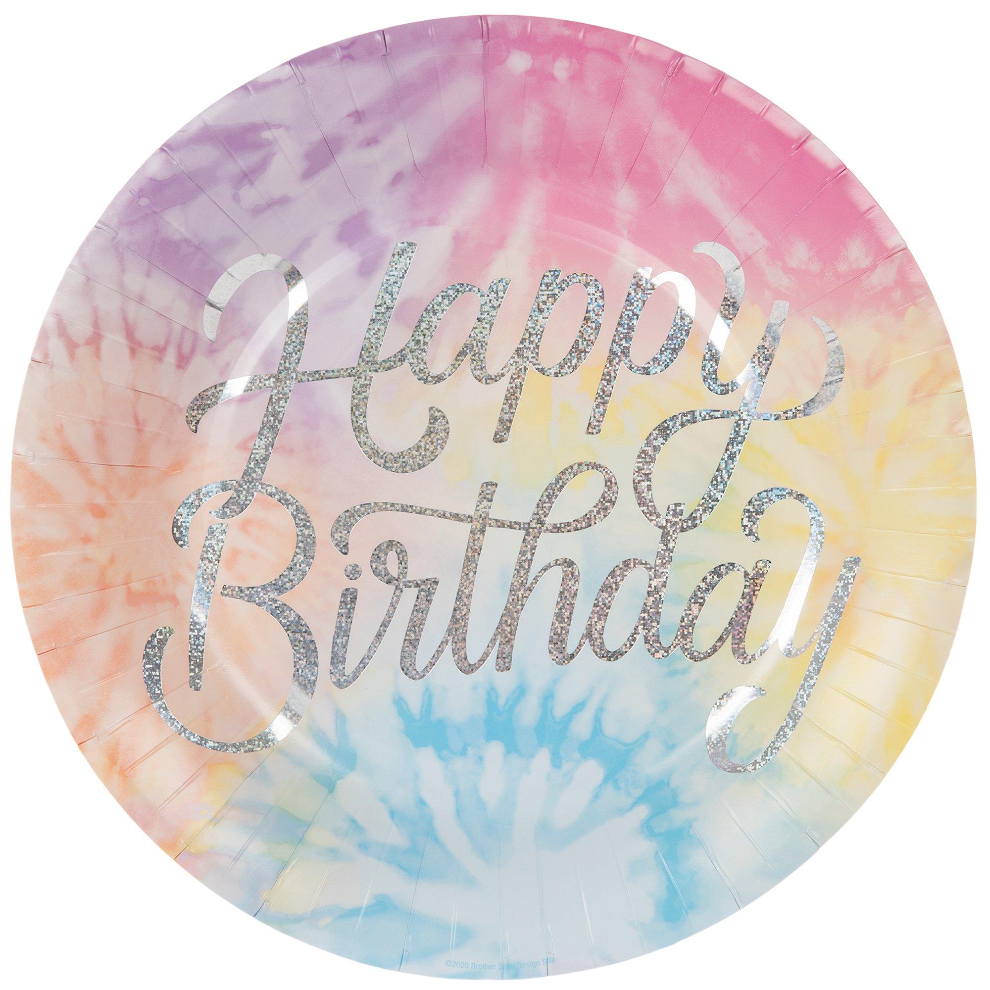 Rainbow Pastel Party Decorations, Happy Birthday Tie Dye Napkins