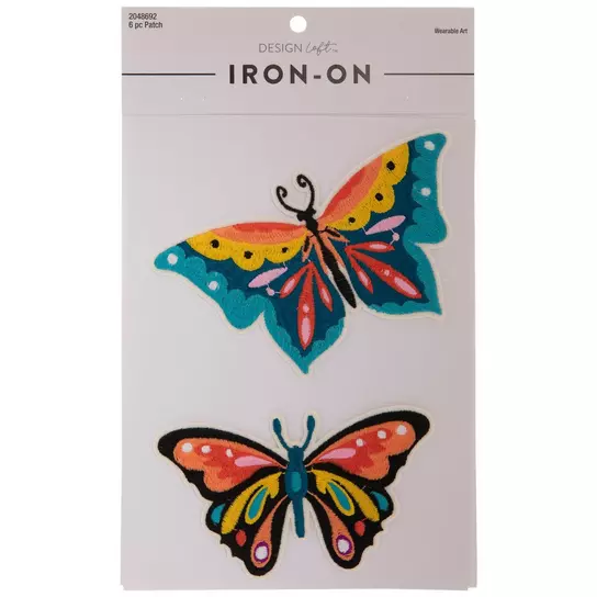Multi-Color Butterflies Iron-On Patches, Hobby Lobby