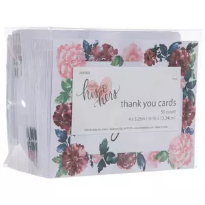 Pink, Red & Navy Floral Thank You Cards