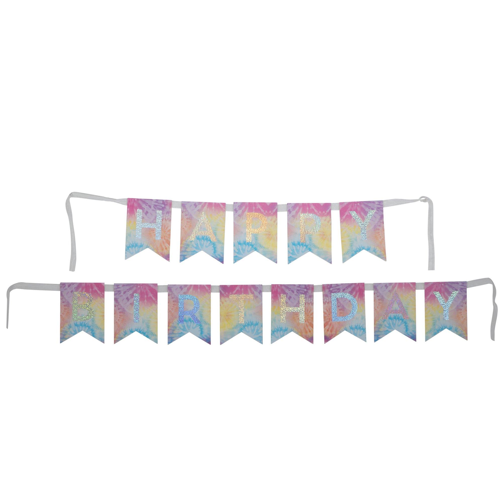 Happy Birthday TieDye & Foil Pennant Banner Hobby Lobby 2051142