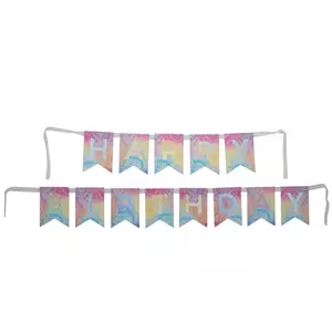 Happy Birthday Tie-Dye & Foil Pennant Banner