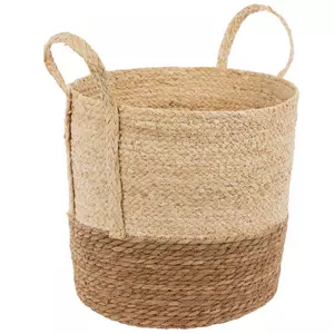 Two-Toned Woven Straw Basket