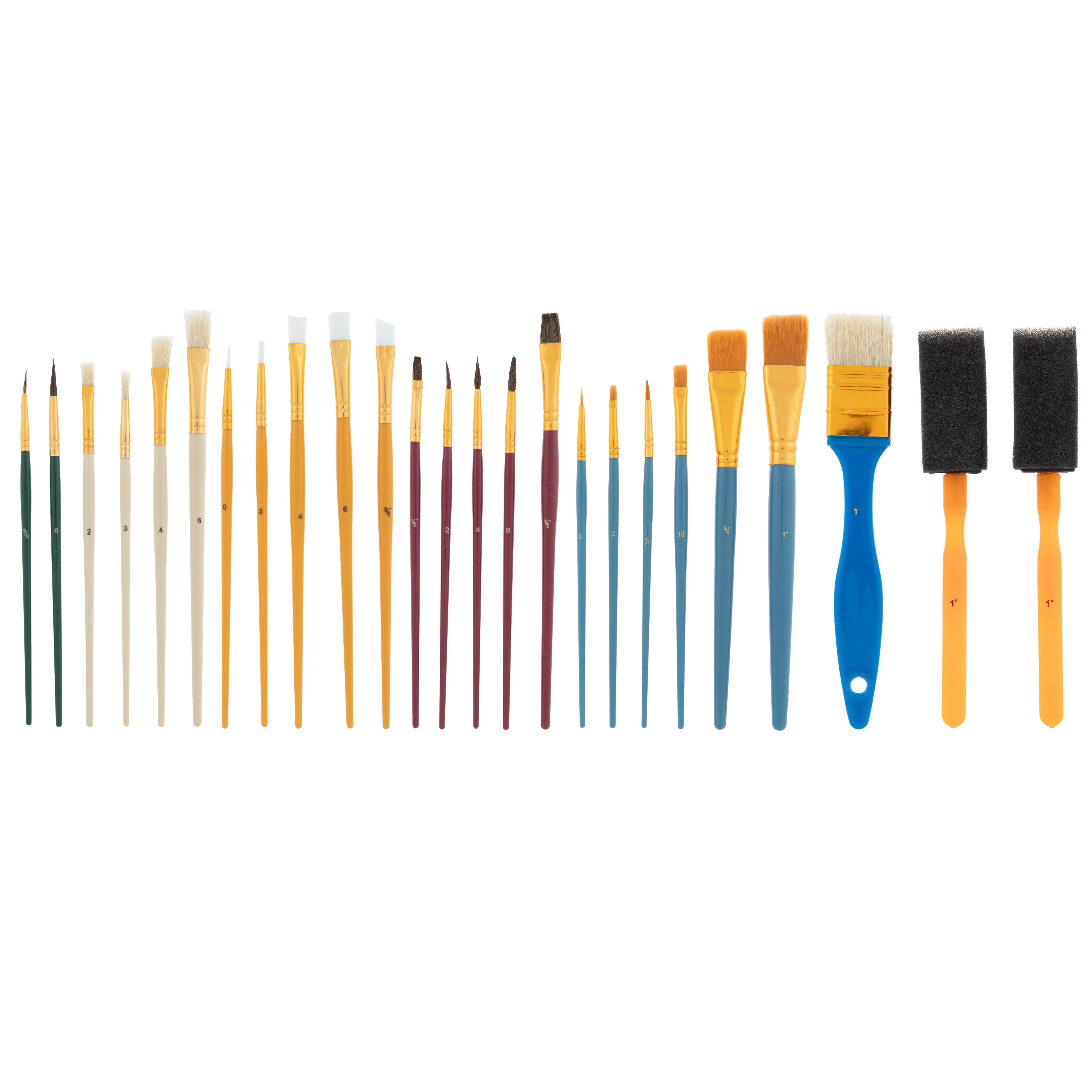 U.S. Art Supply 25-Piece All-Purpose Artist Paint Brush Set