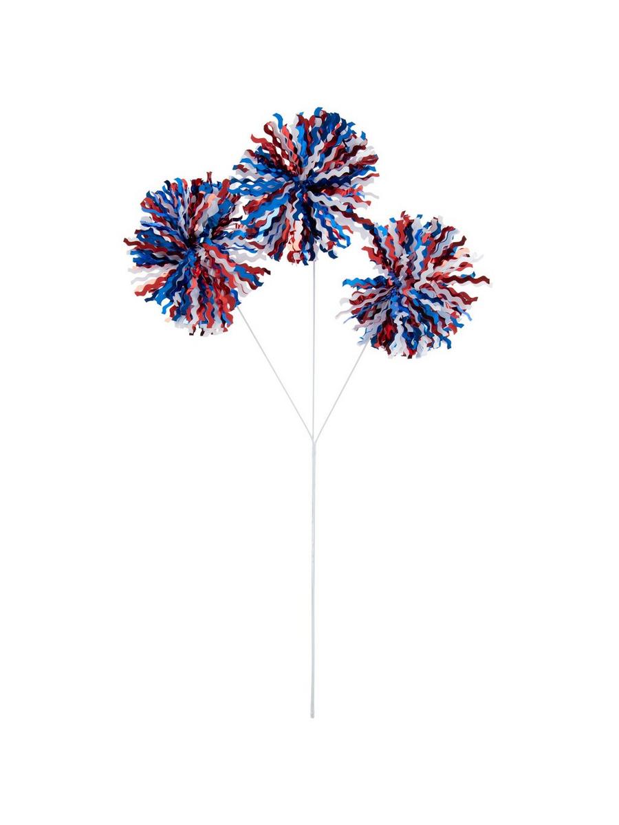 Red, White & Blue Wavy Tinsel Pom Pom Pick | Hobby Lobby
