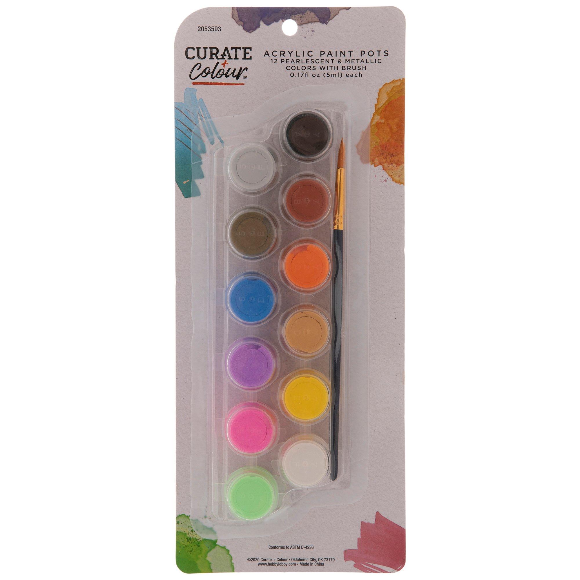 Pearlescent & Metallic Acrylic Paint Pots - 13 Piece Set, Hobby Lobby