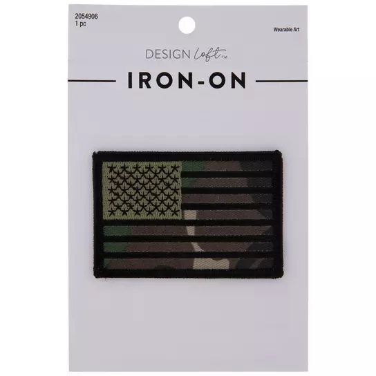 Camouflage American Flag Iron-On Patch, Hobby Lobby