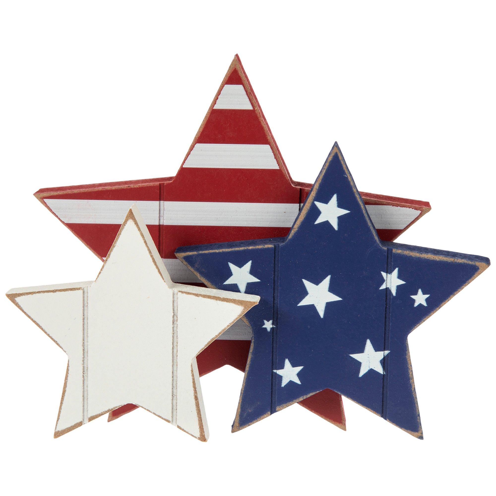 Red, White &amp; Blue Stars Wood Decor