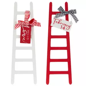 Red & White Mini Wood Ladders