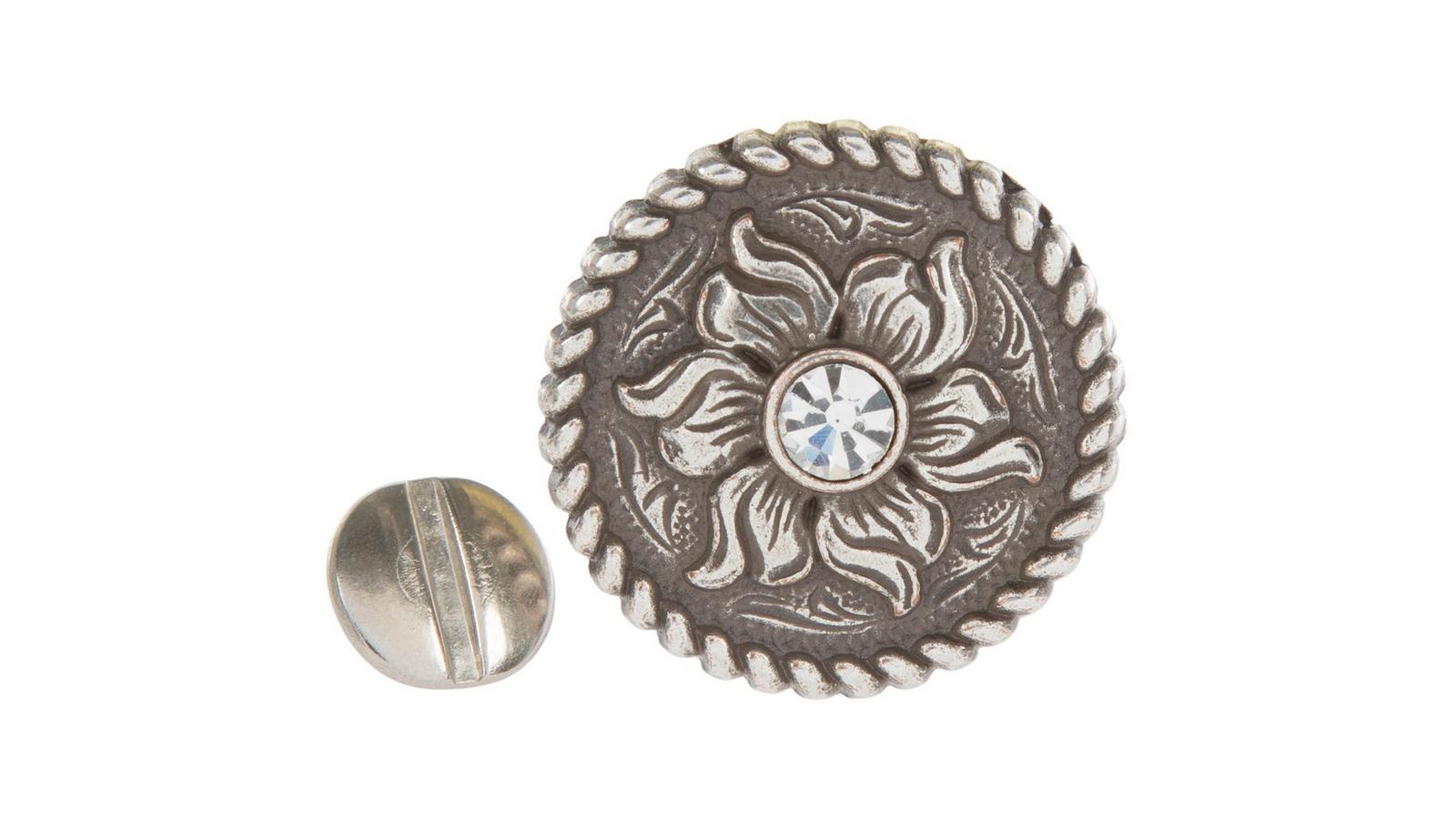 Vintage Style Rhinestone concho Set Antique Silver Berry Concho: Sapphire Rhinestones, Western  main image 2