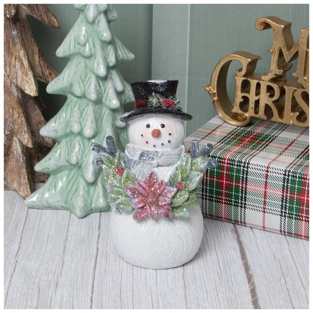 Poinsettia Wood Look Snowman Figurine | Hobby Lobby | 205703400