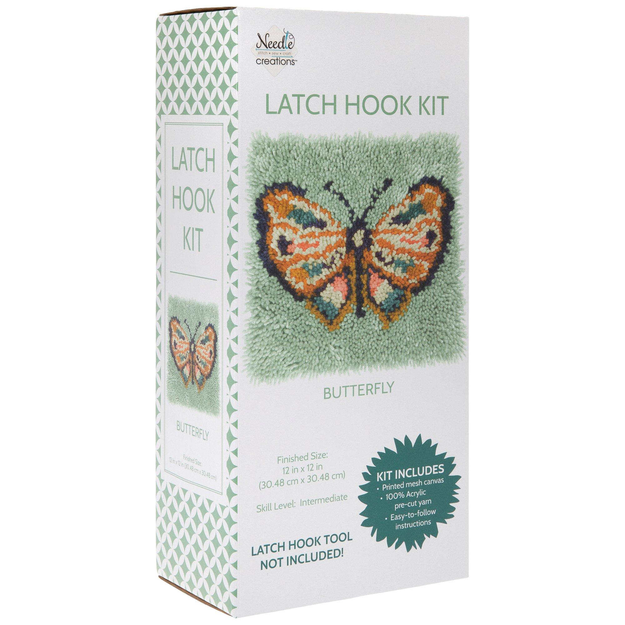 Wonderart Butterfly Latch Hook Kit, 8 x 8