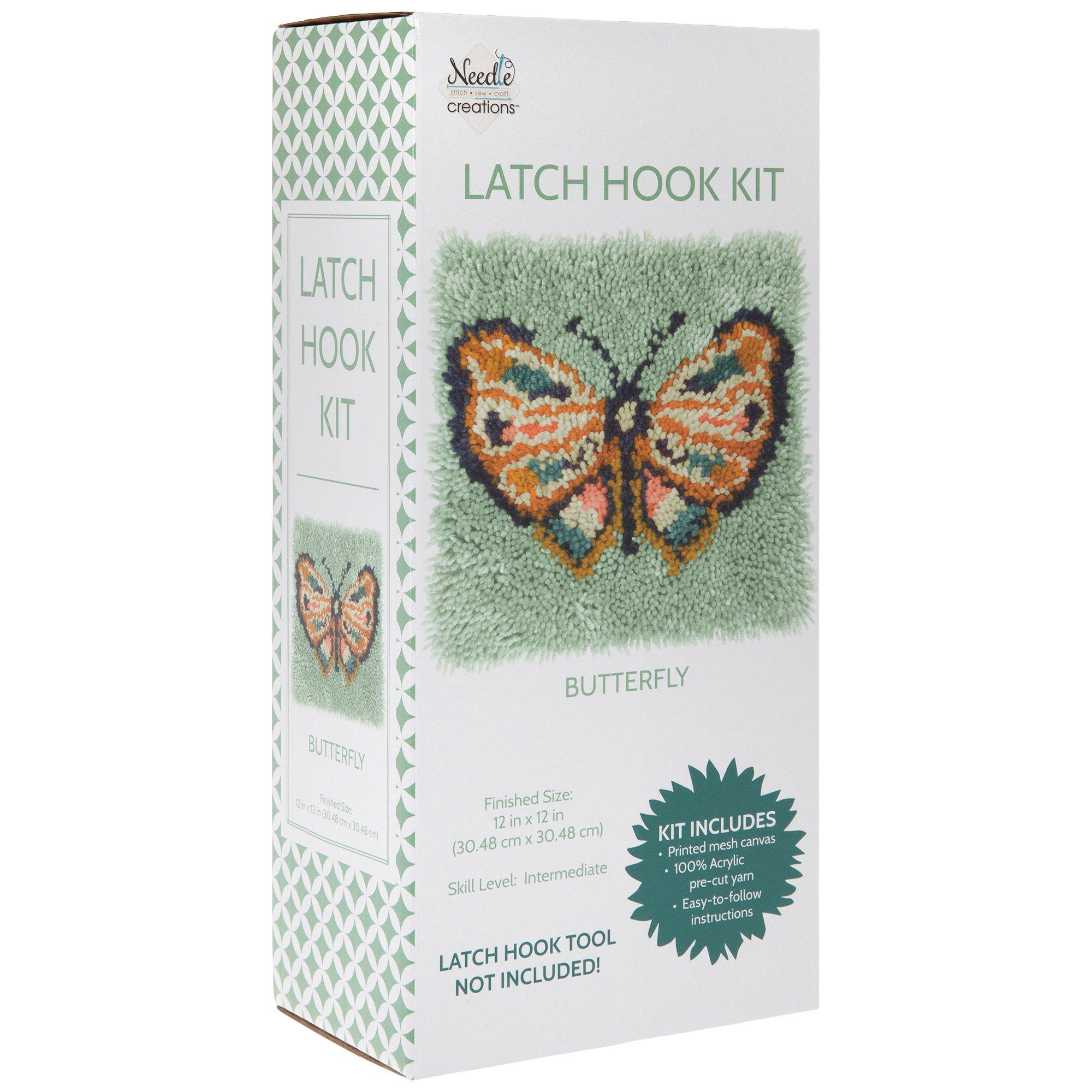 Leisure Arts Latch Hook Kit Butterfly, 14, Latch Hook Kit, Latch