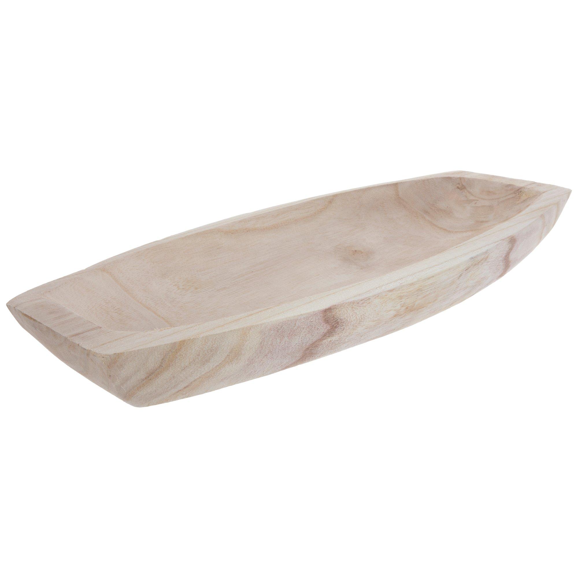 20 & 17 Set Of 2 White Two-Toned Paulownia Wood Round Tray