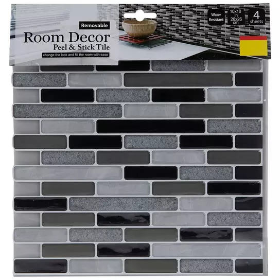 Black & Gray Rectangle Tiles Vinyl Wall Art, Hobby Lobby