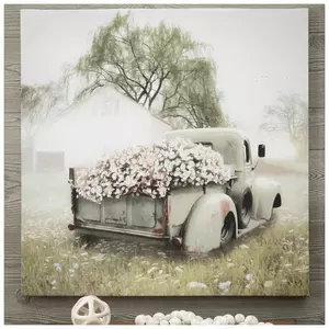 Petunias In The Old Truck Canvas Wall Decor