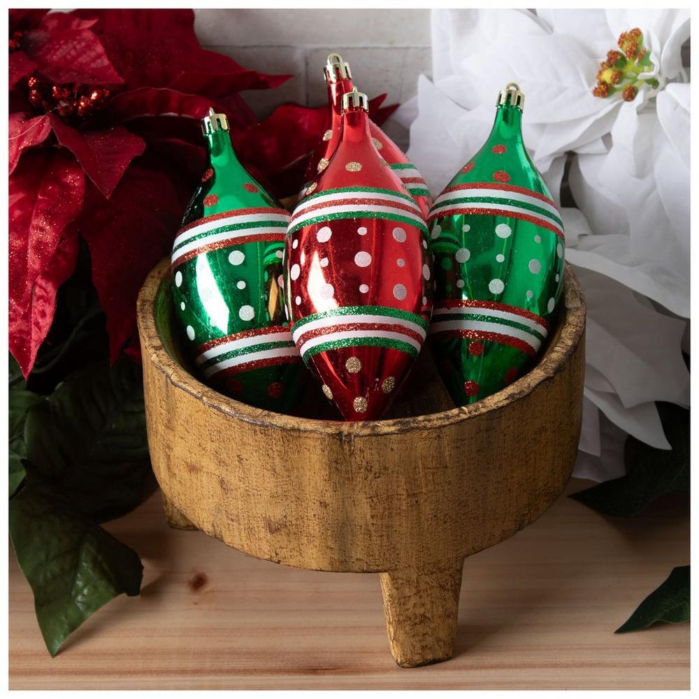 Red, White Green Polka Dot Teardrop Ornament Set Hobby Lobby