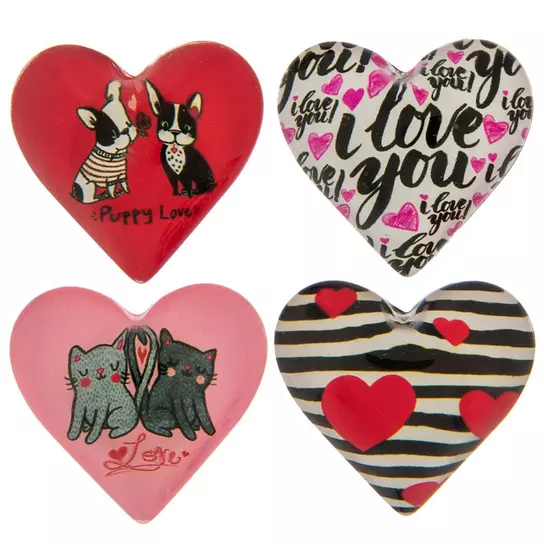 Puppies & Kittens Glass Heart Magnets, Hobby Lobby