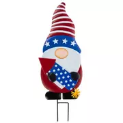 Patriotic Gnome With Firework Garden Stake
