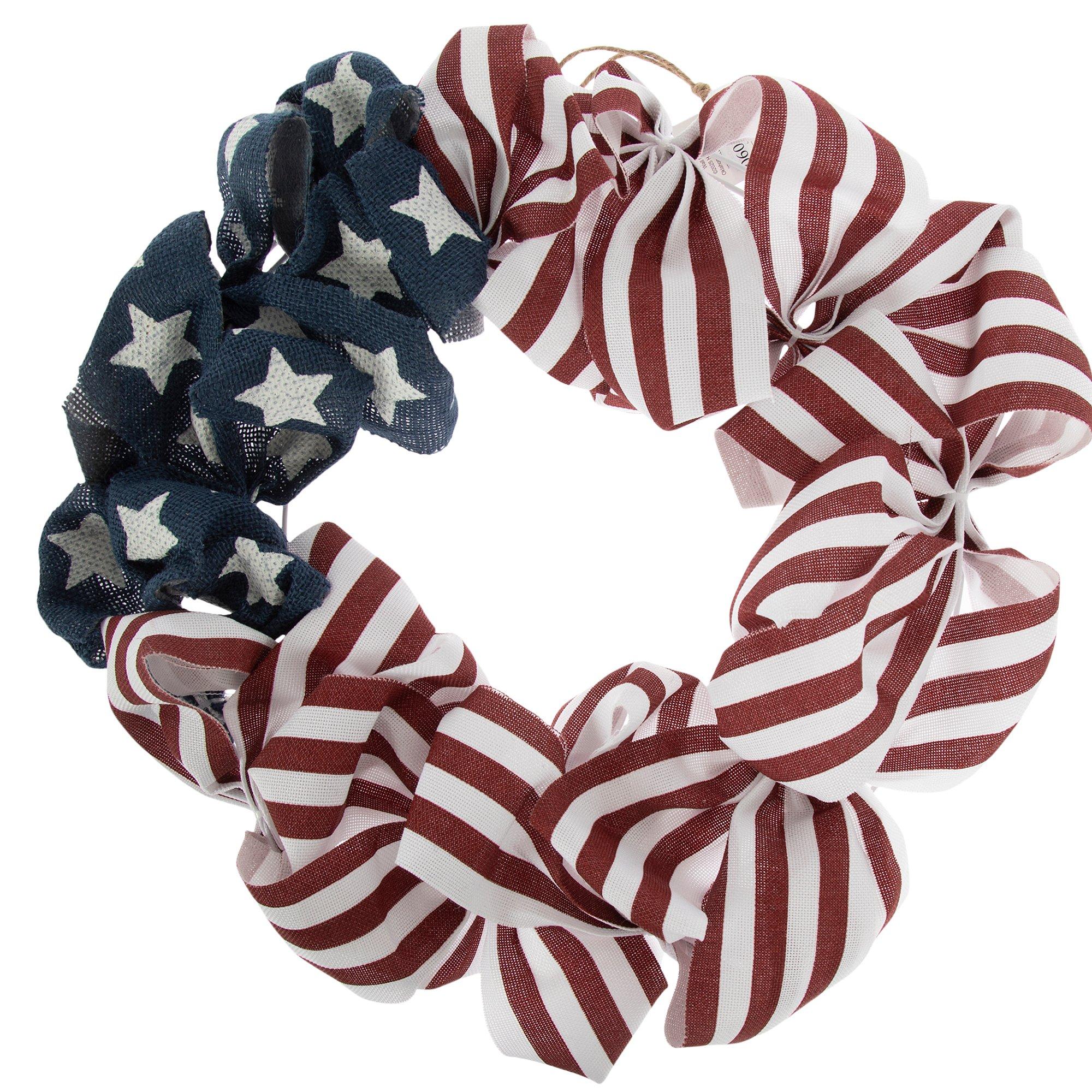Bright Burlap Metal Flag Wreath