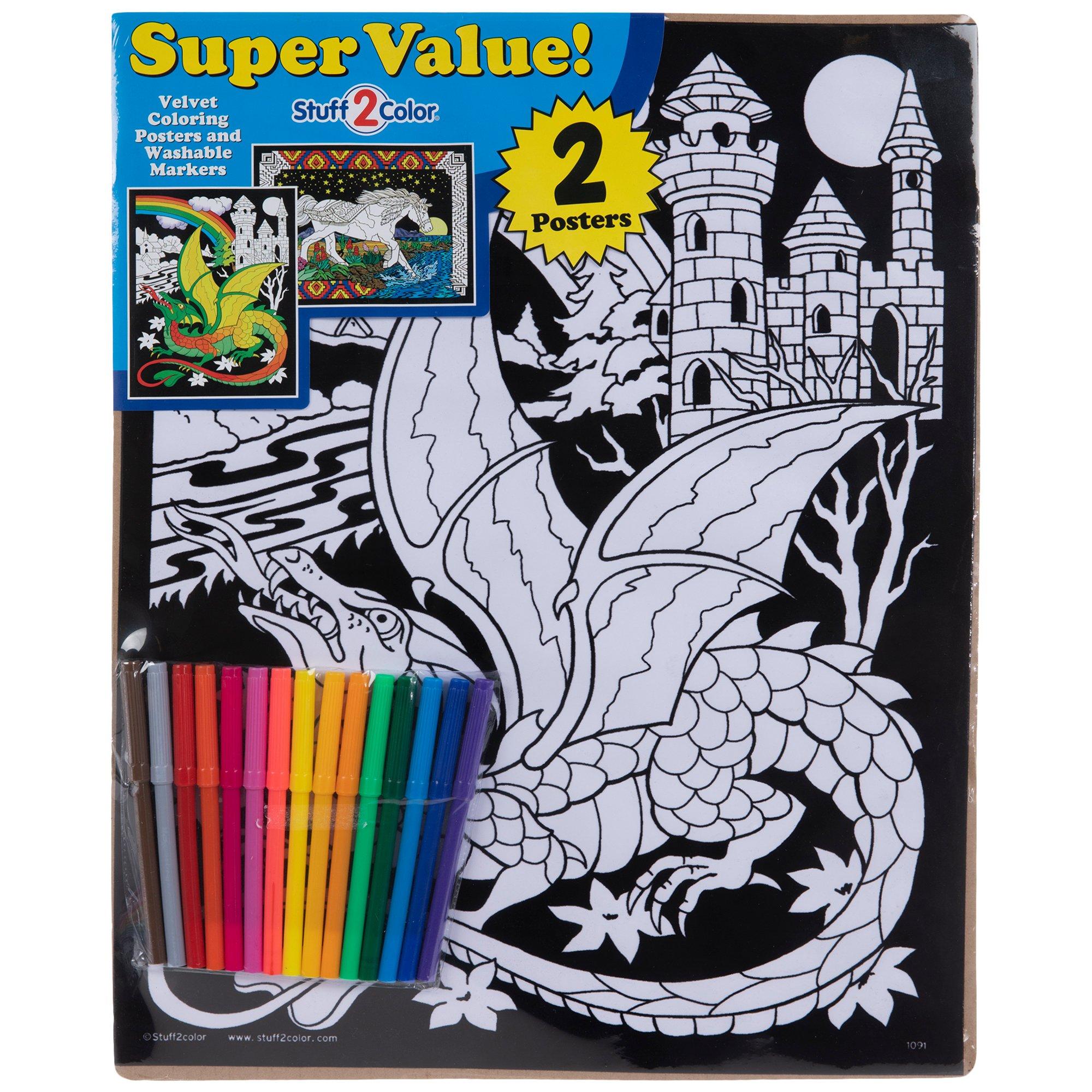 Color Your Own Fuzzy Poster with Markers Sets
