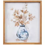 Fall Leaves In Blue Vase Wood Wall Decor
