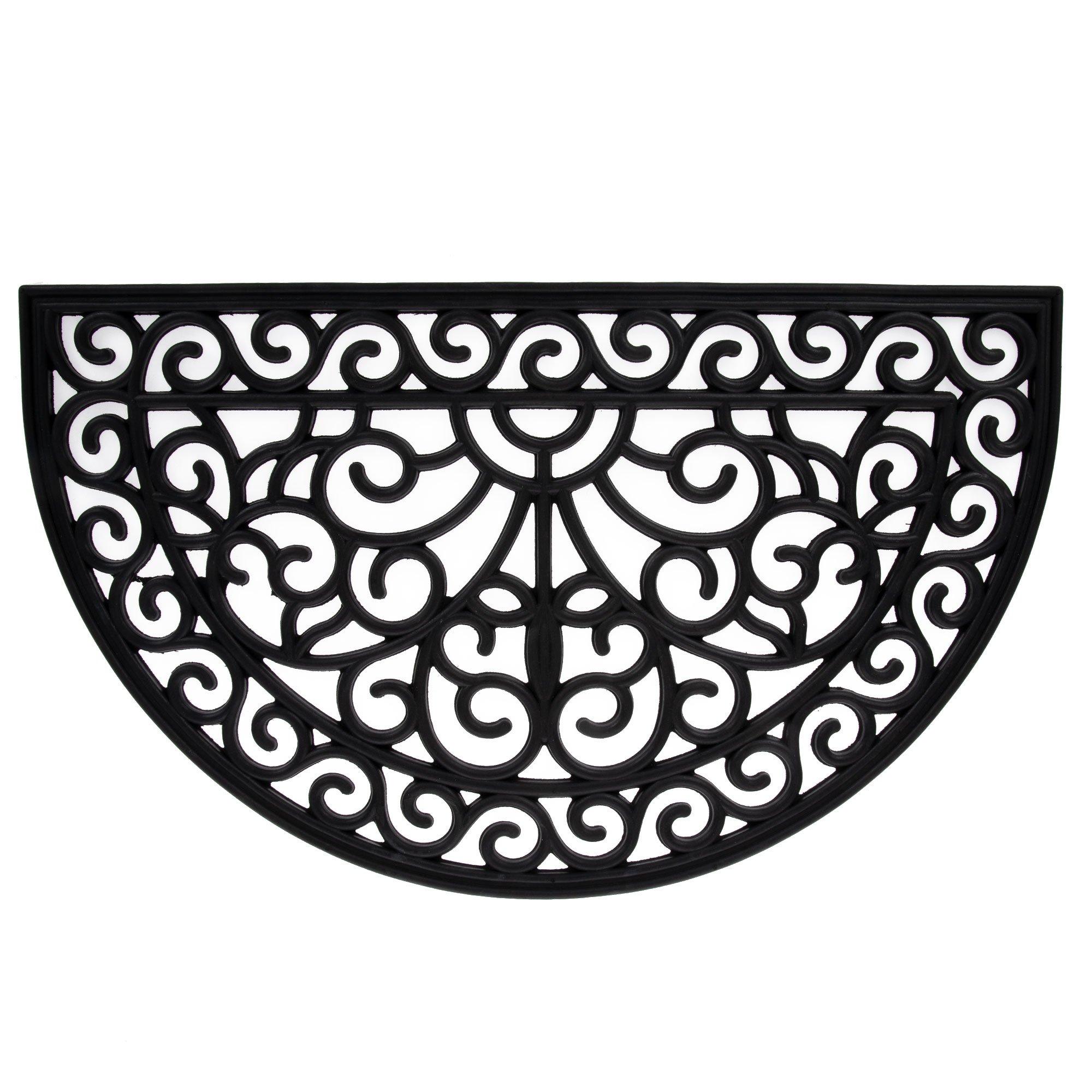 1'9x2'9 Floral Half-circle Doormat Black - Mohawk : Target