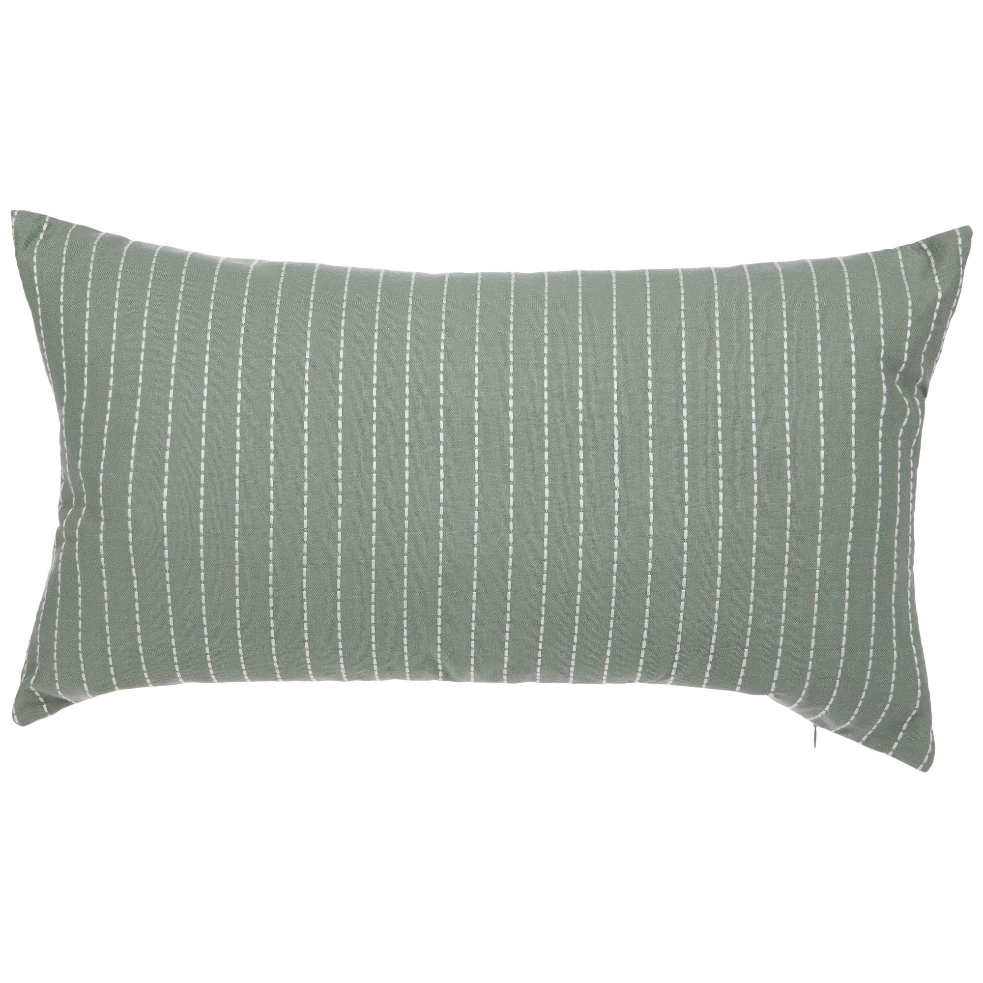 Green and discount white striped pillows