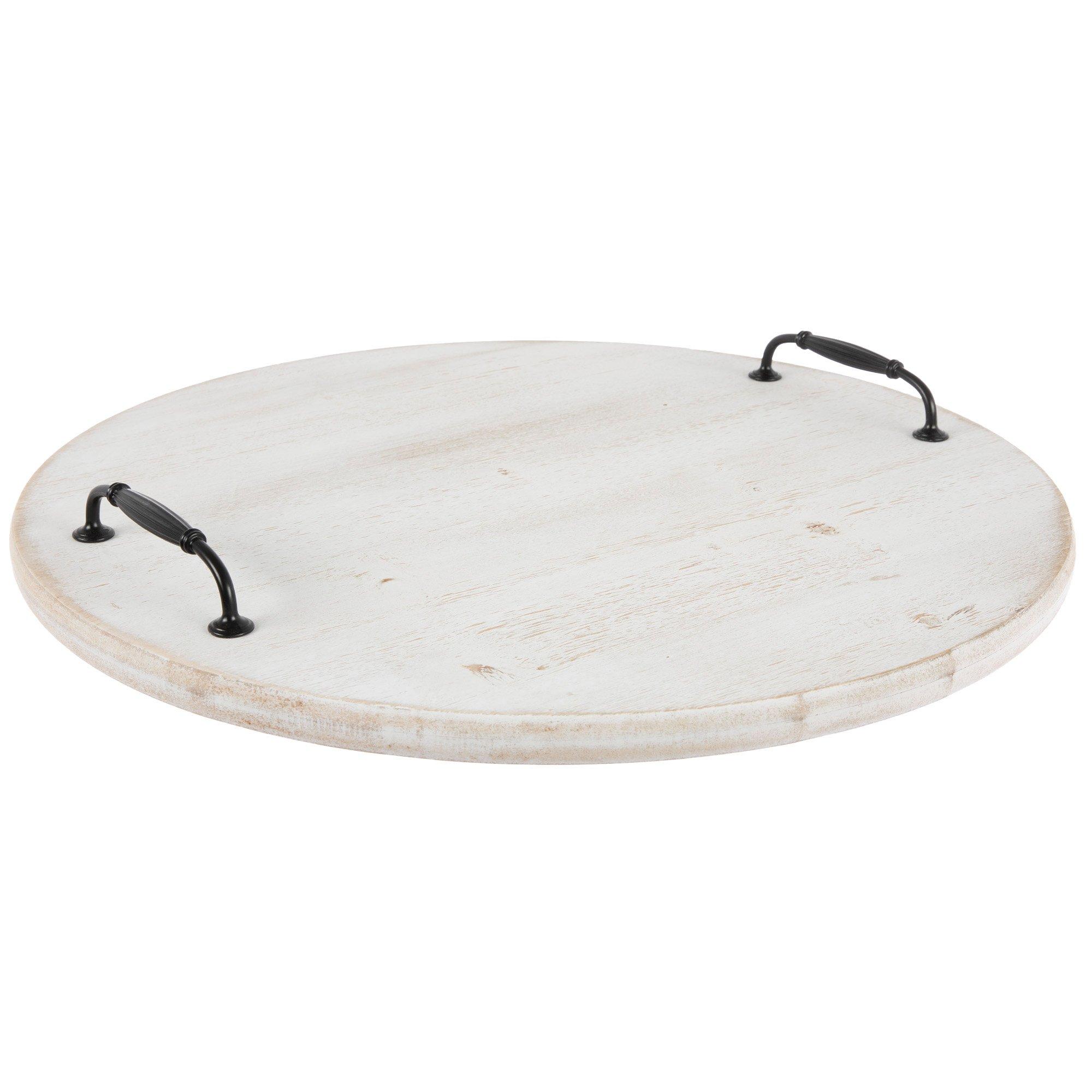 Whitewash Round Wood Tray Hobby Lobby 2062859