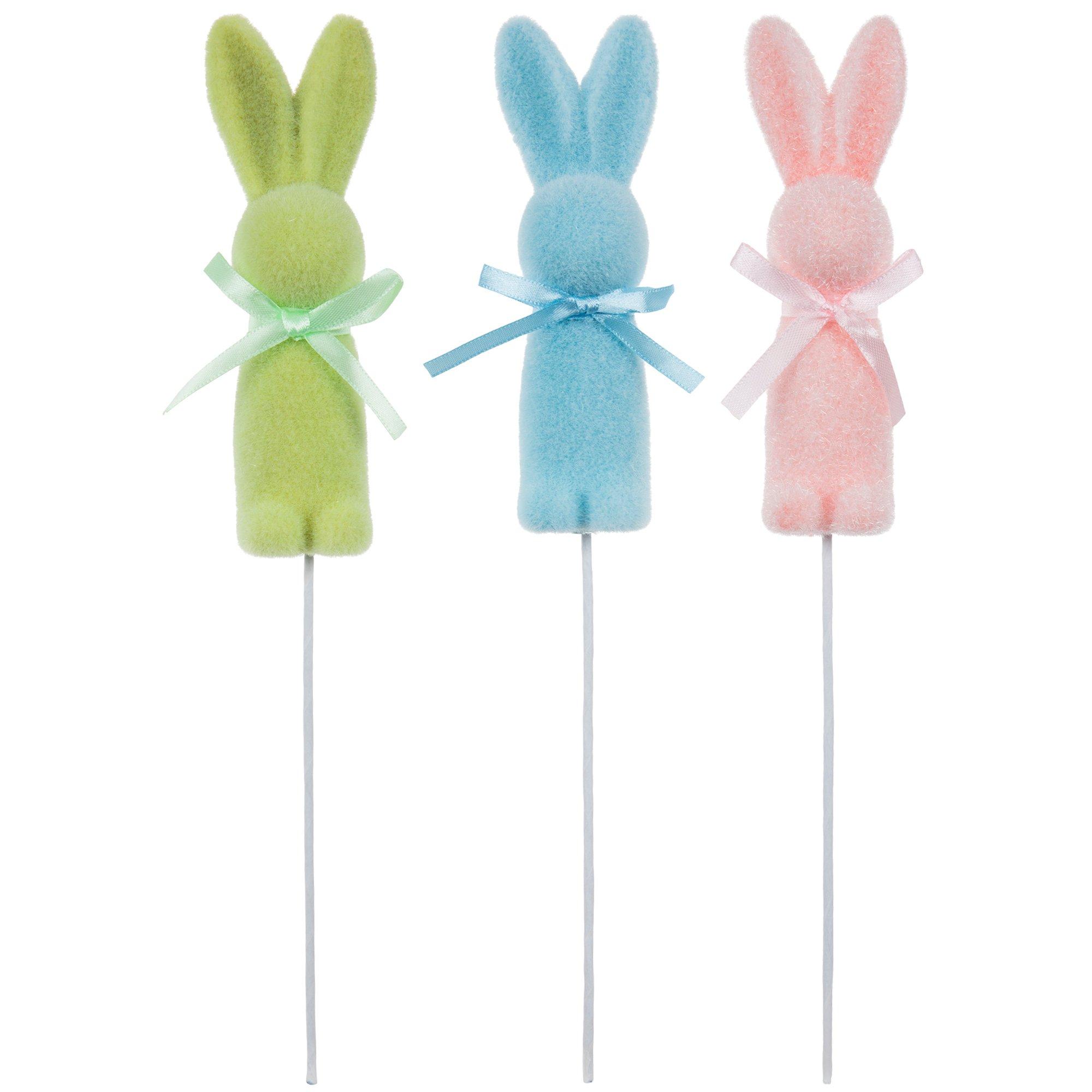 Pastel Flocked Bunny Picks | Hobby Lobby | 206294383