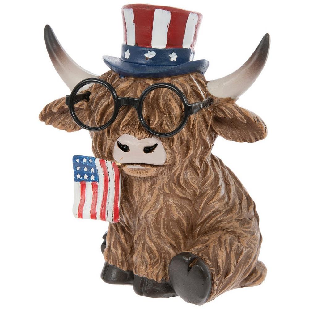Patriotic Highland Cow With Flag